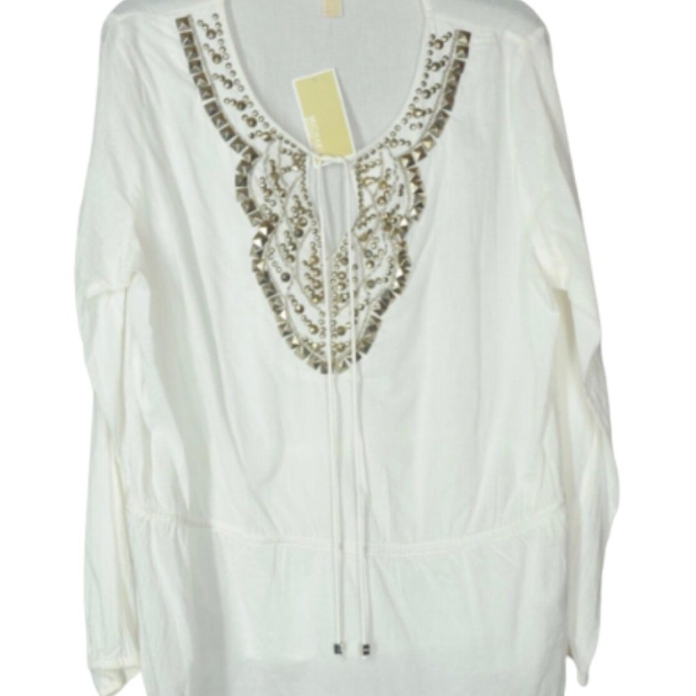 Michael Kors White Tunic with Gold Accents
